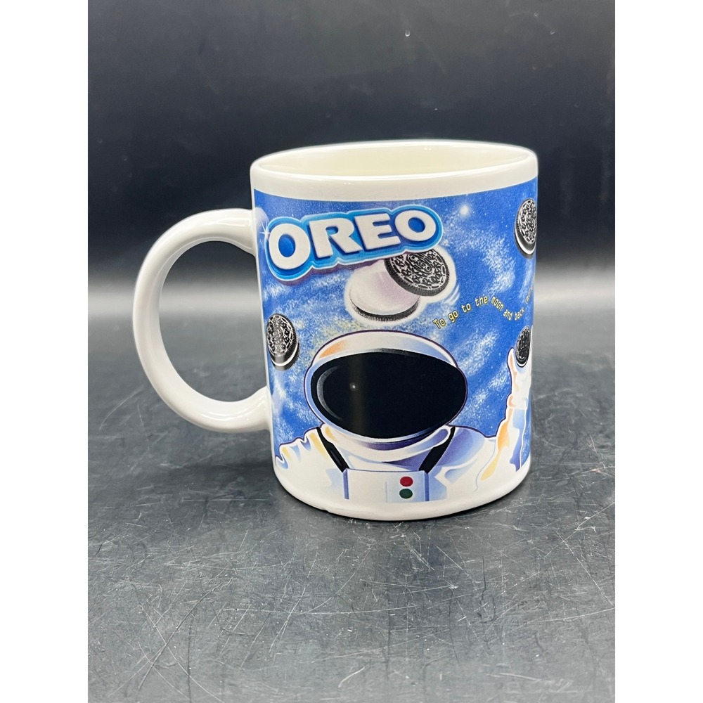 Oreo‎ Astronaut Coffee Mug Cup Space Theme Blue White Graphic Novelty Drinkware